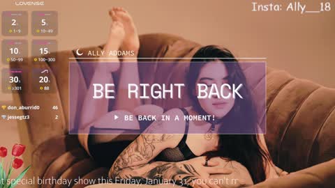 Snapshot of ally_addams chatting on January 27, 2025, 7:03 am Ally online show from January 27, 2025, 7:03 am